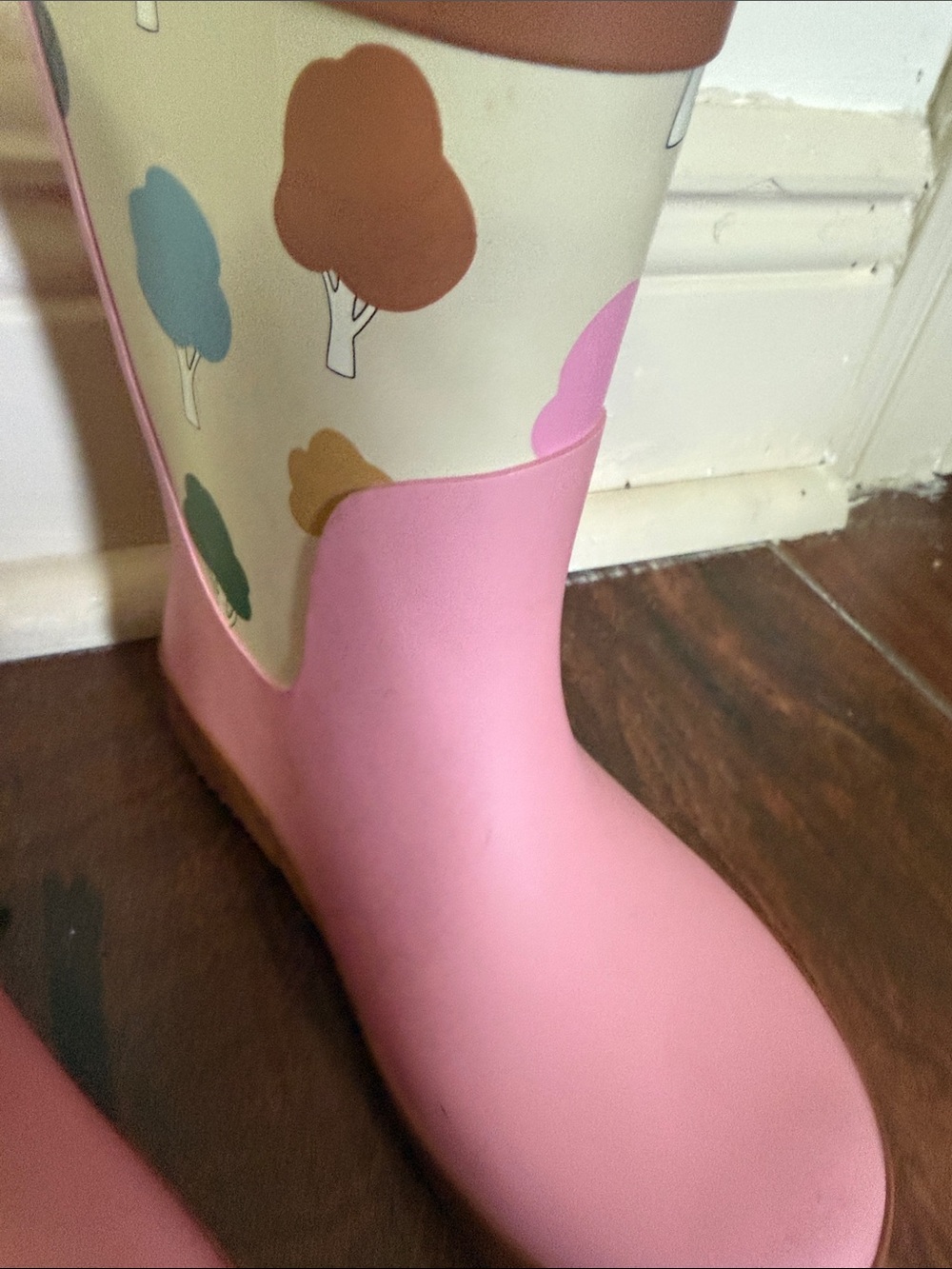 Kids Pink Waterproof Rain Boots with Tree Motif - Picture 5 of 9